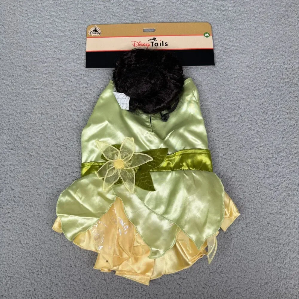 Disney Tails Dog Costume Princess‎ Tiana Medium Dress Wig Pet Halloween Outfit